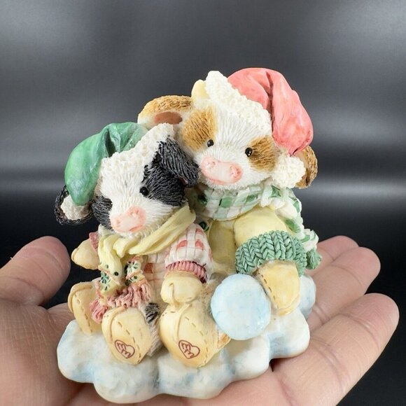 Marys Moo Moos Resin Figurine Enesco 1994 Merry Christmoos Whimsical Figure VTG - Picture 6 of 16